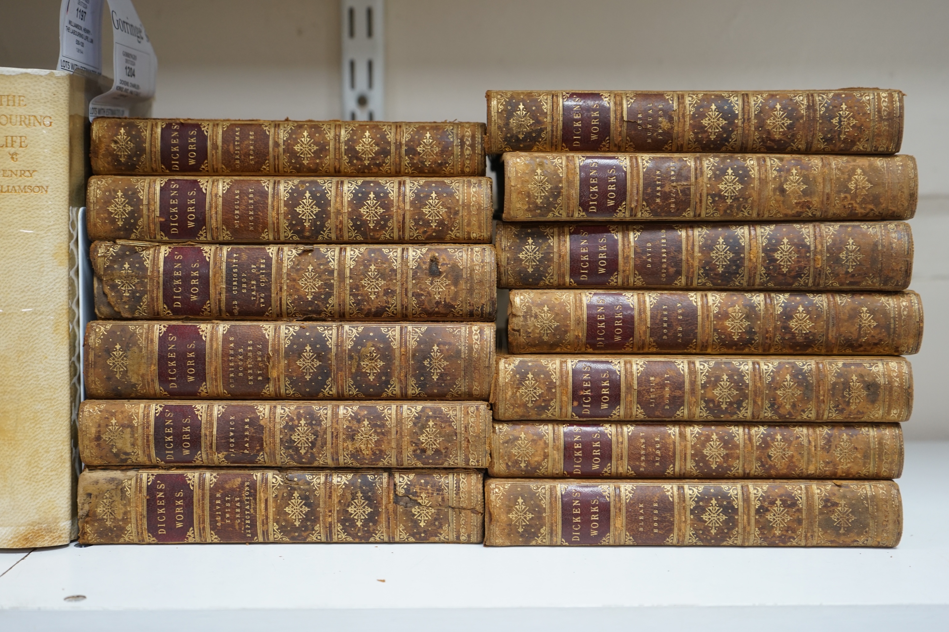 Dickens, Charles - Works, 8vo., half calf, 13 vols, Chapman & Hall